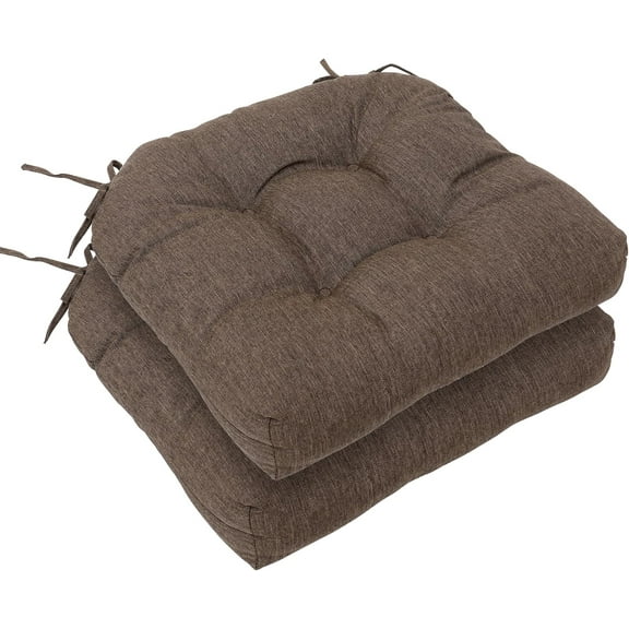 19" x 19" Patio Chair Seat Pads Brown - Outdoor/Indoor Patio Cushions Set of 2 - Replacement Cushions for Chairs and Seating - Olefin Seat Pads for Porch, Deck, and Garden Seats