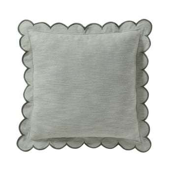 Home Decor Collection 19" x 19" Sage Green Scallop Flange Cotton-Rich Decorate Pillow