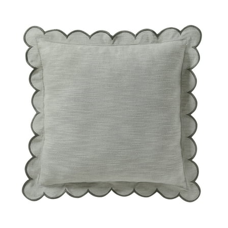 Home Decor Collection 19" x 19" Sage Green Scallop Flange Cotton-Rich Decorate Pillow