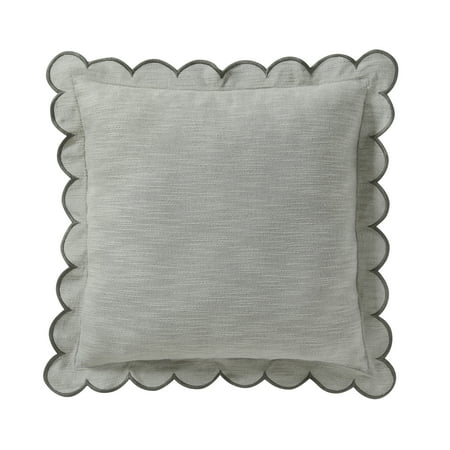 Home Decor Collection Sage Scallop Flange Decorative Pillow, 19 in x 19 in
