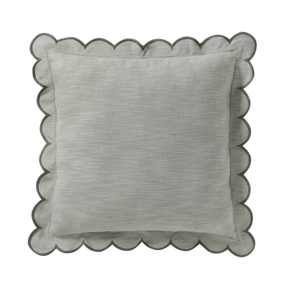 Home Decor Collection 19" x 19" Sage Green Scallop Flange Cotton-Rich Decorate Pillow