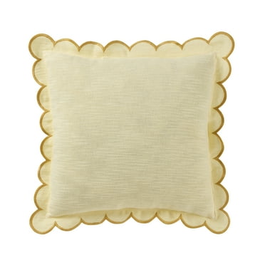 Home Decor Collection 19" x 19" Yellow Scallop Flange Cotton-Rich Decorate Pillow
