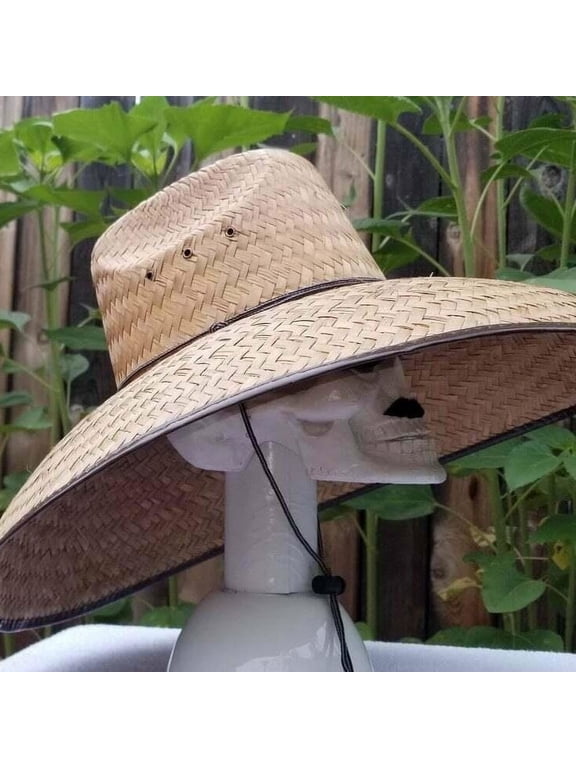 19 x 20 Extra Wide Brim Straw Sun Hat Sombrero de Palma Para Trabajo Hiking Work - New with box/tags