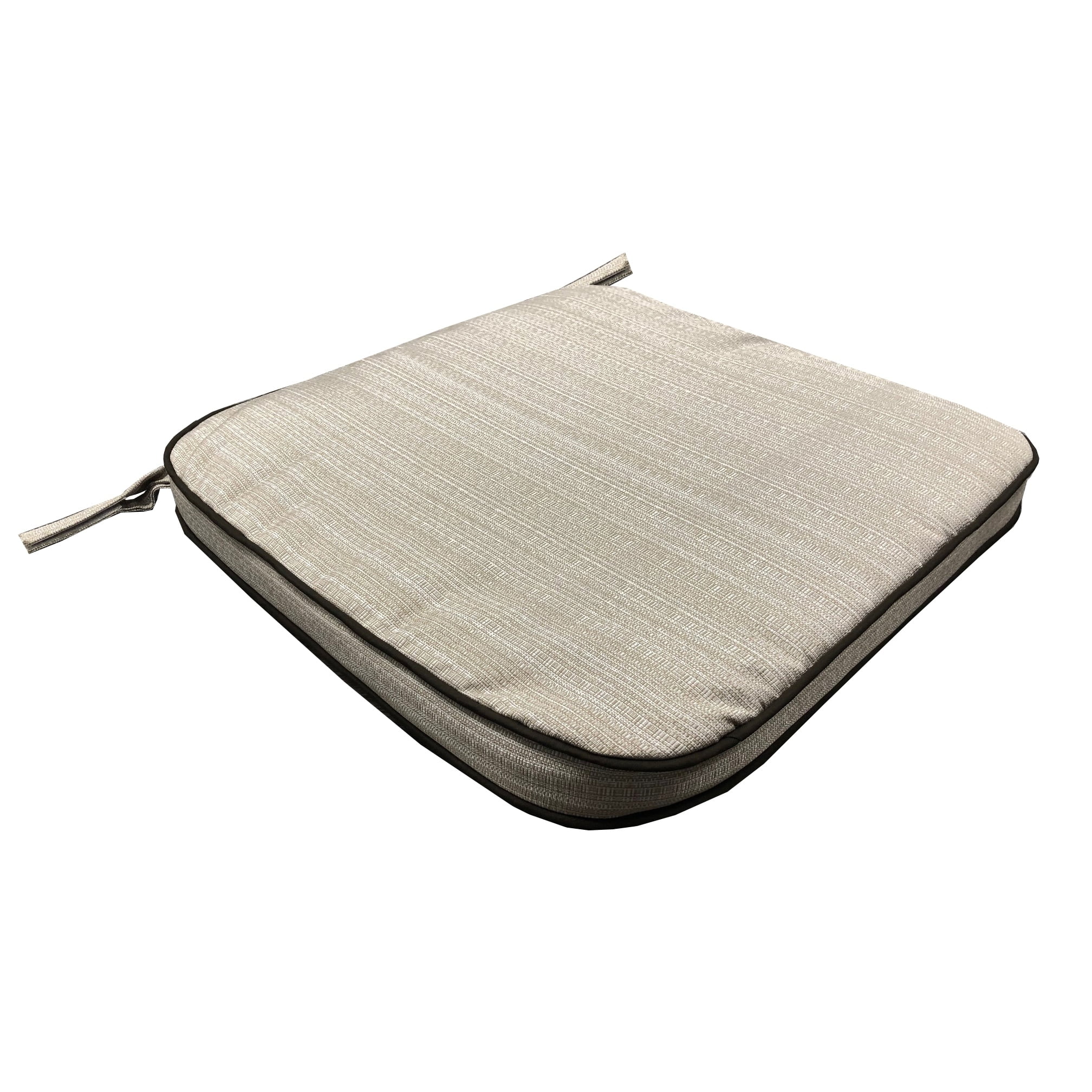 Off-White Polyester Outdoor Patio Dining Chair Cushion with Ties