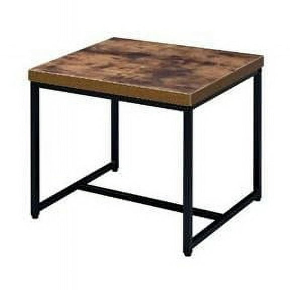 19 x 22 x 19 in. Black & Brown Oak Manufactured Wood & Metal End Table