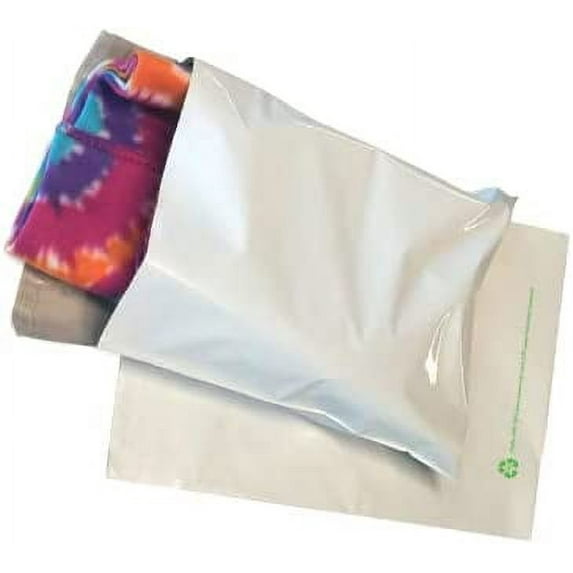 19" x 24" x 2.5 mil White with Silver Interior 50% Recycled Content Plastic Tamper-Proof and Water-Resistant Mailers with Perforation Below Permanent Tape Closure (Case of 200)