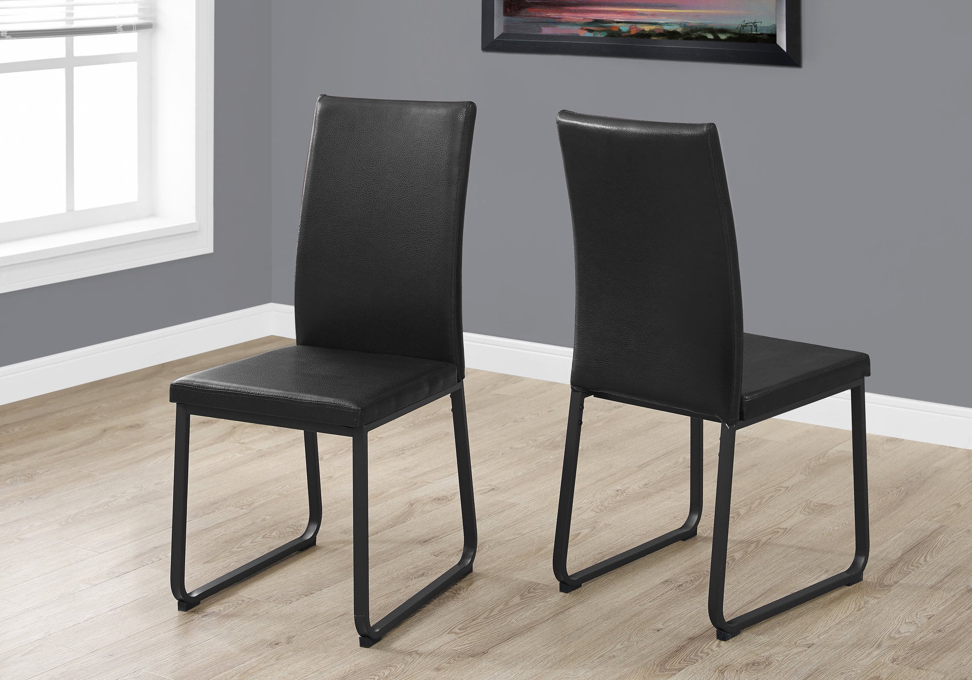 Jasmine 38" High Back Black Leatherette and Steel Dining Chair