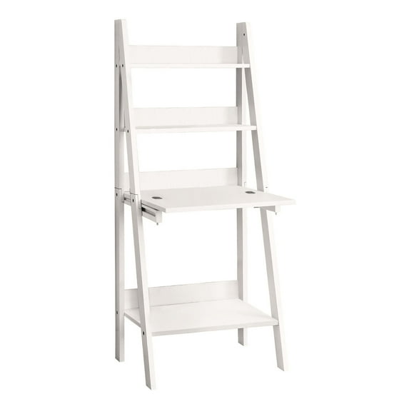 19" x 25.5" x 61" White Ladder Style Computer Desk