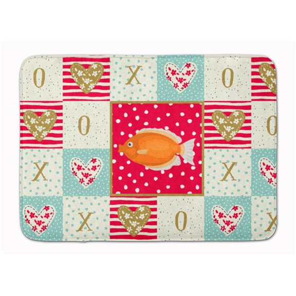 19 x 27 in. Kissing Gourami Love Machine Washable Memory Foam Mat