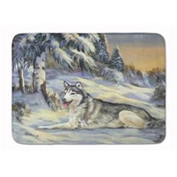 19 x 27 in. Siberian Husky Winterscape Machine Washable Memory Foam Mat