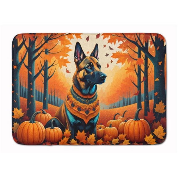 19 x 27 in. Unisex Belgian Malinois Fall Memory Foam Kitchen Mat
