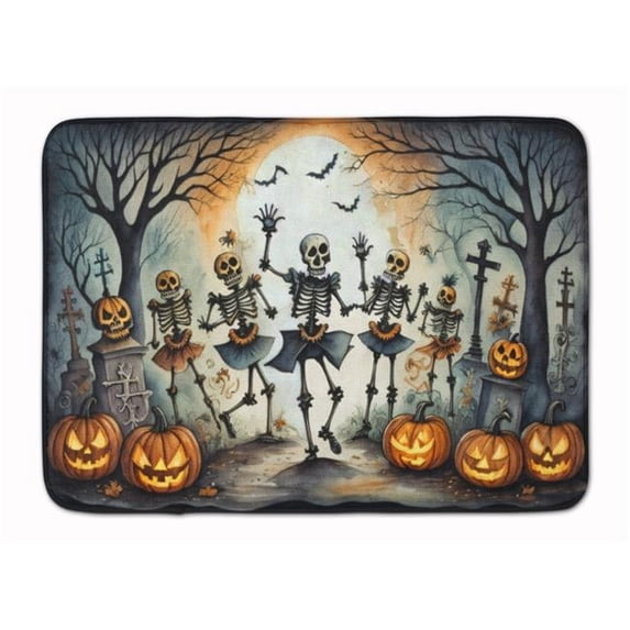 19 x 27 in. Unisex Dancing Skeletons Spooky Halloween Memory Foam Kitchen Mat