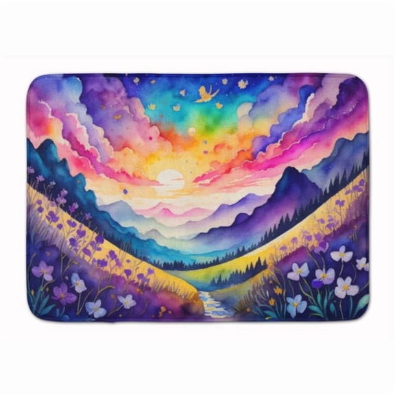 19 x 27 in. Unisex Violets in Color Memory Foam Kitchen Mat
