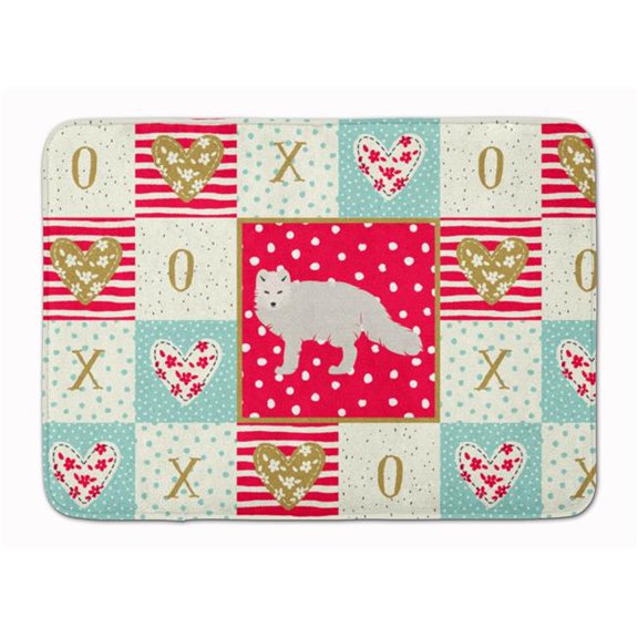 19 x 27 in. White Arctic Fox Love Machine Washable Memory Foam Mat