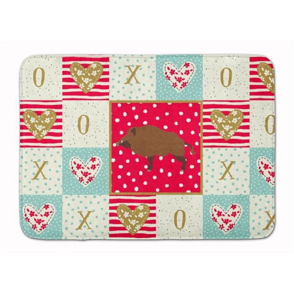 19 x 27 in. Wild Boar Pig Love Machine Washable Memory Foam Mat
