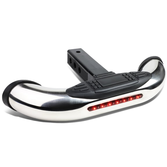19" x 3.75" Pedal Class III Receiver Hitch Step Bar + Built in Red LED Light (Chrome)