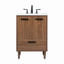 19 x 34 x 24 in. Single Bathroom Vanity, Walnut Brown