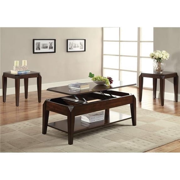 19 x 47 x 23 in. Popular Wood & Basswood Veneer Coffee Table with Lift Top - Walnut