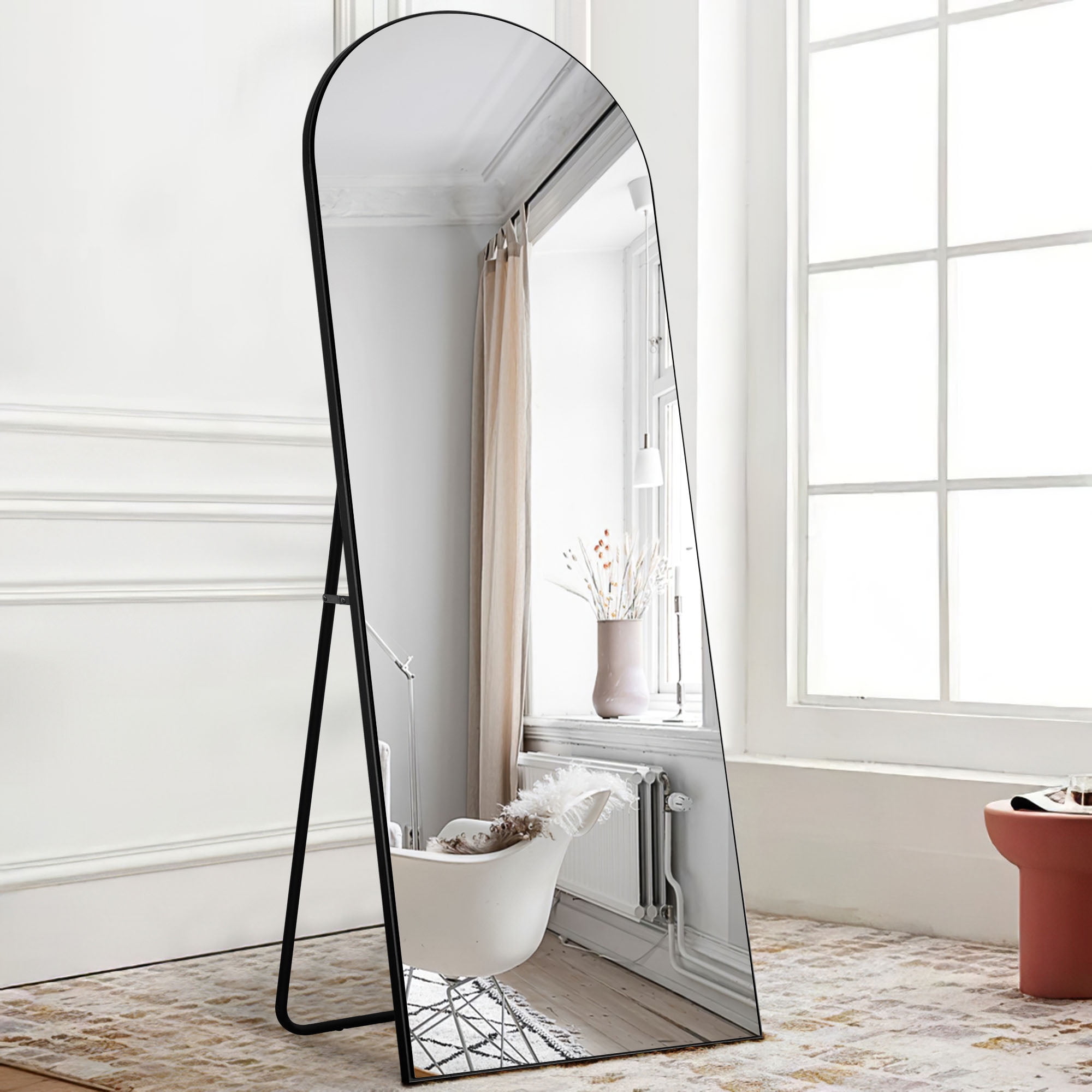 19" x 59" Black Modern Floor Mirror