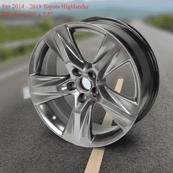 New 19x7.5-inch Replacement Wheel Rim for Toyota Highlander 2014-2019, High Gloss Black 19" Alloy Rim