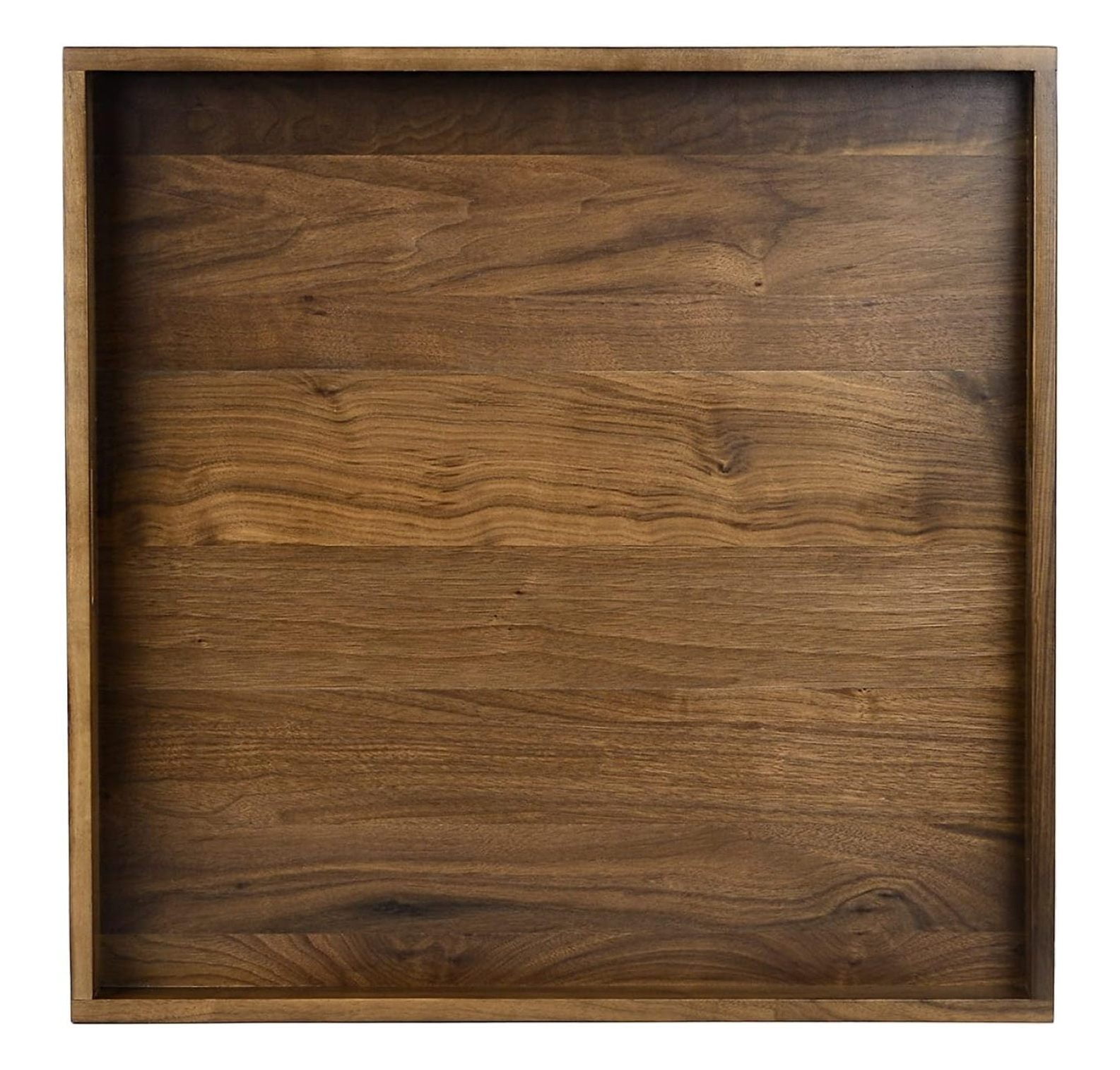 19'' Black Walnut Square Wooden Serving Tray with Handles