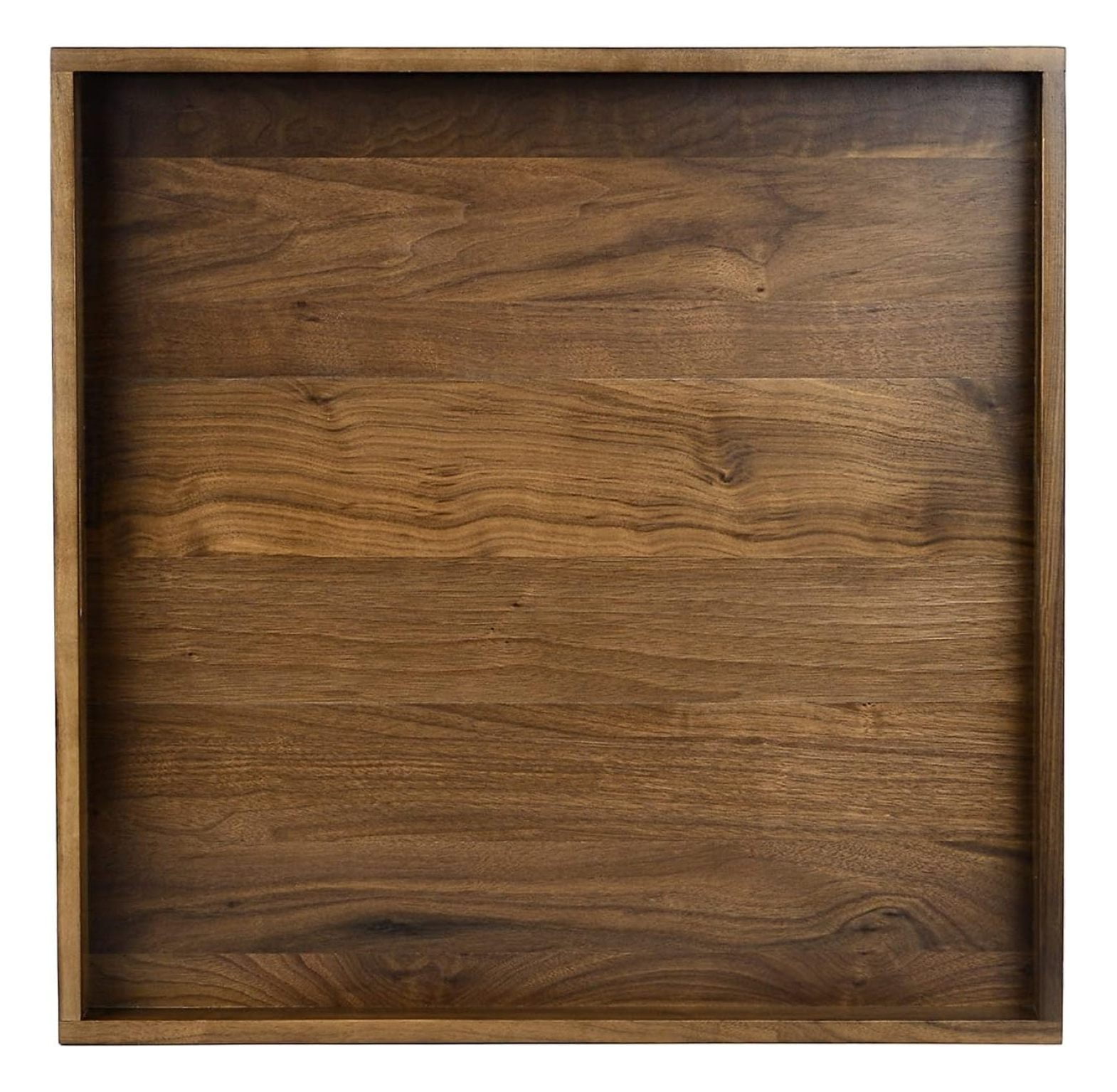 19'' Black Walnut Square Wooden Serving Tray with Handles