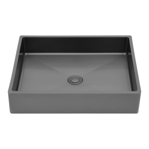 19"x15" Gunmetal Black Stainless Steel Bathroom Sink with Pop Up Drain