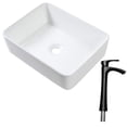thumbnail image 1 of 19"x15" Rectangle Vessel Bathroom Sink with Faucet Combo | Ideal for Home, Restaurant & Office Use | Premium Ceramic Construction | Stain-Resistant & Easy to Maintain, 1 of 5