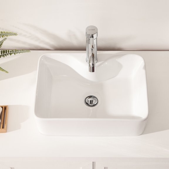 19"x15" Rectangular White Ceramic - Acid Resistant - Office Building Bathroom - Smooth Surface