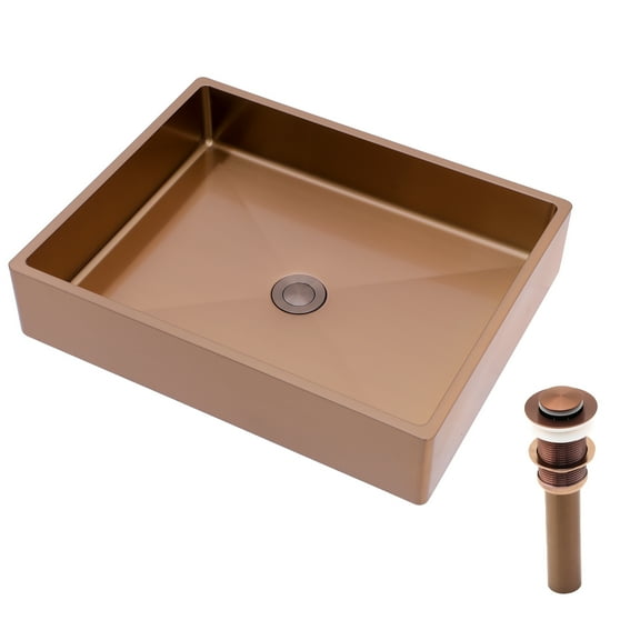 19"x15" Rose Gold Bathroom Sink - More Working Space With R10 Rounded Corner Stainless Steel Built To Last
