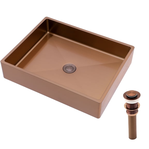 19"x15" Rose Gold Stainless Steel - R10 Corner Design - Bathroom Fixture - Enhanced Usability