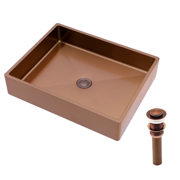 19"x15" Stainless Steel Sink in Rose Gold / Resistant to Wear & Peeling with Nano Technique / Above Counter Bathroom Use