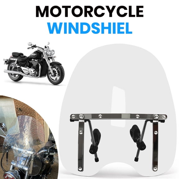 19"x17" Clear Windshield Universal Compatible with Harley Davidson Honda Magna Shadow Spirit Sabre Kawasaki Vulcan Vn Yamaha Cruiser Motorcycle Transparent Windscreen