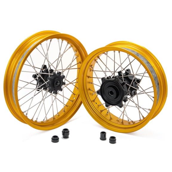 19"x3.0" Front 17"x4.25" Rear Spoke Wheels Gold Rims Black Hubs with Cush Drive for BMW G310GS G310 GS