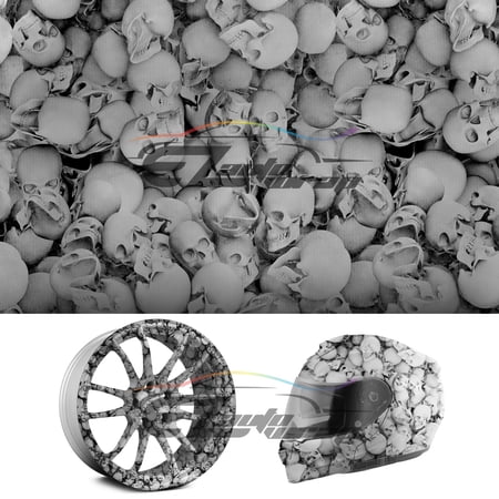 19"x38" Hydrographic Film Hydro Dipping Water Transfer Black Skull Skeleton #13