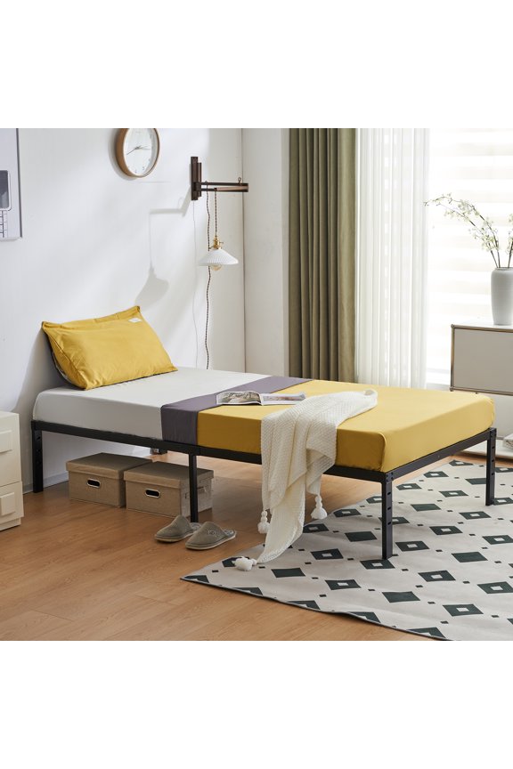 190.5*96.5*35.5cm Bed Height 14" Simple Basic Iron Bed Frame Iron Bed Black