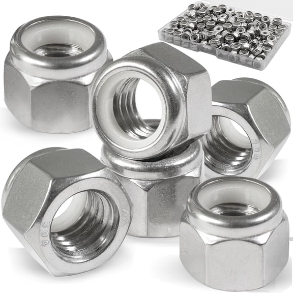 190 Pack 6#32 Nylon Insert Lock Nuts,304 (A2-70) Stainless Steel Locknuts,Standard Inch Thread Nylock Nuts