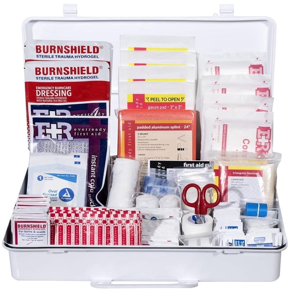 Class B First Aid Kit  OSHA & ANSI Compliant 190-Piece Emergency Medical Kit with Wall-Mount Plastic Case for Home, Office & Workplace