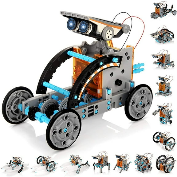 190 Piece Solar Robot Construction Kit, DIY Educational Science Experiment Toy for Kids 8-10 Years and Older, Build 6 Different Solar Powered Robots, STEM Project