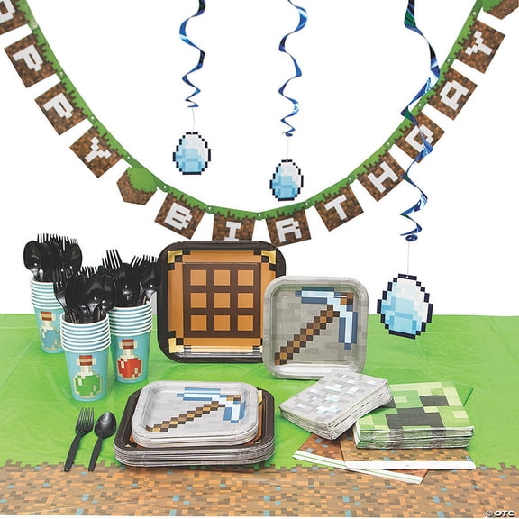 190 Pieces Minecraft Tableware Kit for 24 Guests
