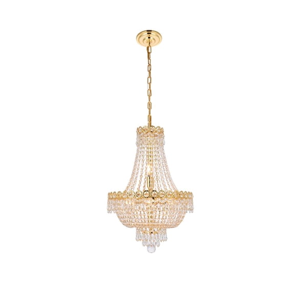 1900 Century Collection Pendant D:16in H:22in Lt:8 Gold Finish (Royal Cut Crystals)