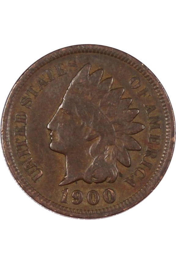 1900 Indian Head Cent F Fine Bronze Penny 1c Coin Collectible