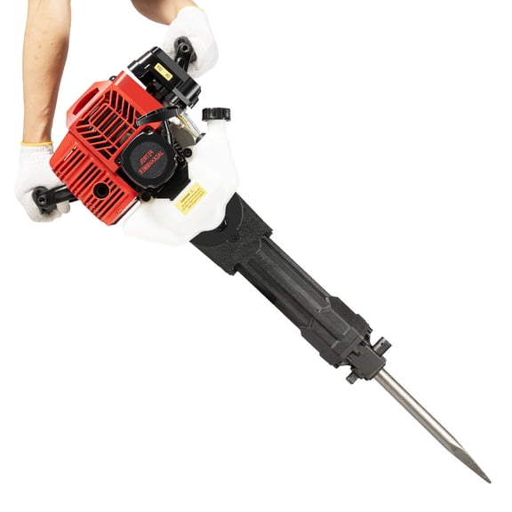 1900W Gas-Powered Demolition Jack Hammer with 20-55J Impact Energy, Point and Flat Chisels Included for Concrete and Rock Breaking