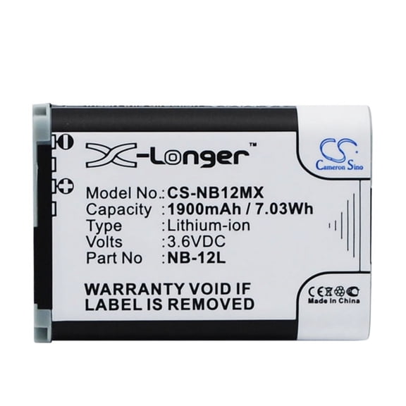 1900mAh NB-12L Battery for Canon VIXIA Mini X LEGRIA Mini X PowerShot N100 PowerShot G1X mark