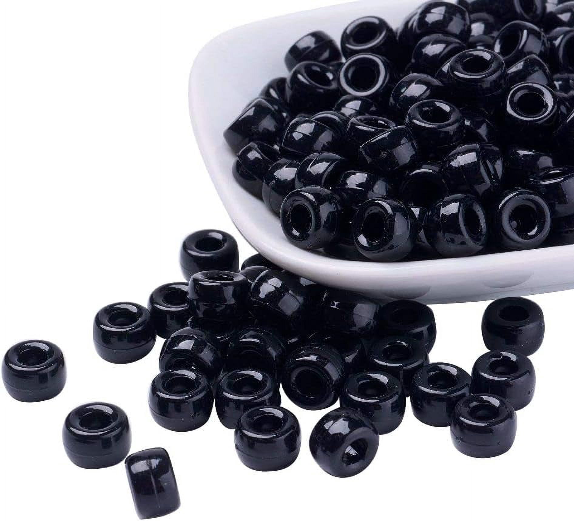 1900pcs/500g Black Acrylic Pony Beads Opaque Large Hole Barrel Spacer Beads fit Snake Chain Bracelet Jewelry Making BlackDIY