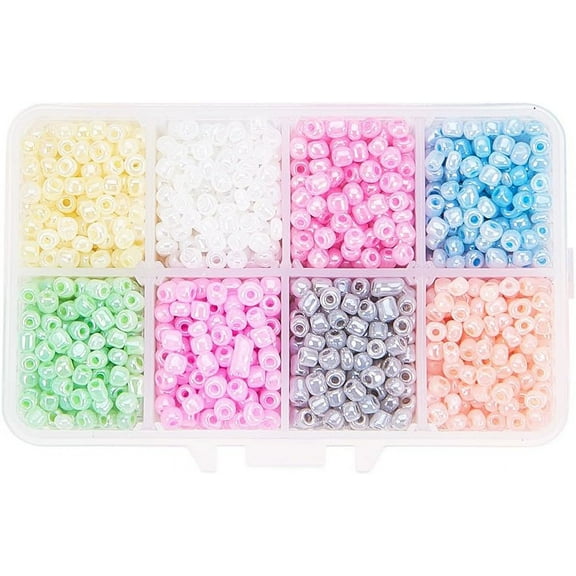1900pcs Seed Beads 6/0 Ceylon Round Loose Spacer Beads 4mm Waist Beads Mini Beads Bulk for Friendship Bracelet Making Summer Seaside Beading Weaving Mixed Color
