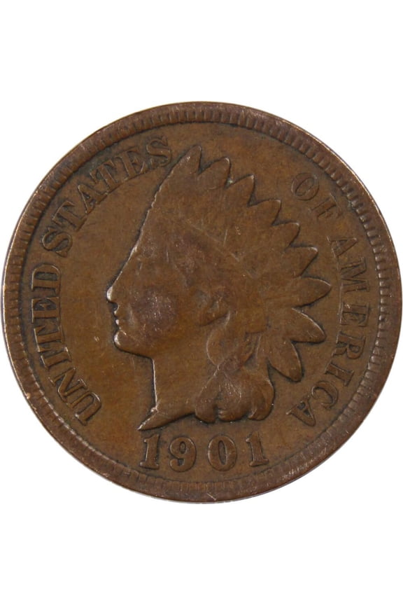 1901 Indian Head Cent VG Very Good Bronze Penny 1c Coin Collectible