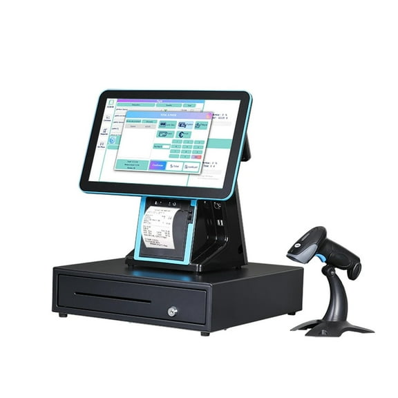 1902A Black Touch Screen Pos Systems Cash Register Till With Built-in 80 Printer ,Perfect Design
