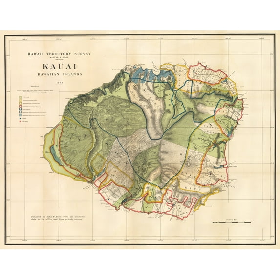 1903 Hawaii Territory Survey | Kauai Hawaiian Island