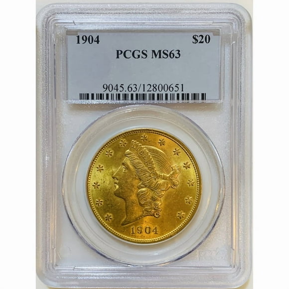 1904 $20 PCGS MS63 Gold Double Eagle Liberty Coin